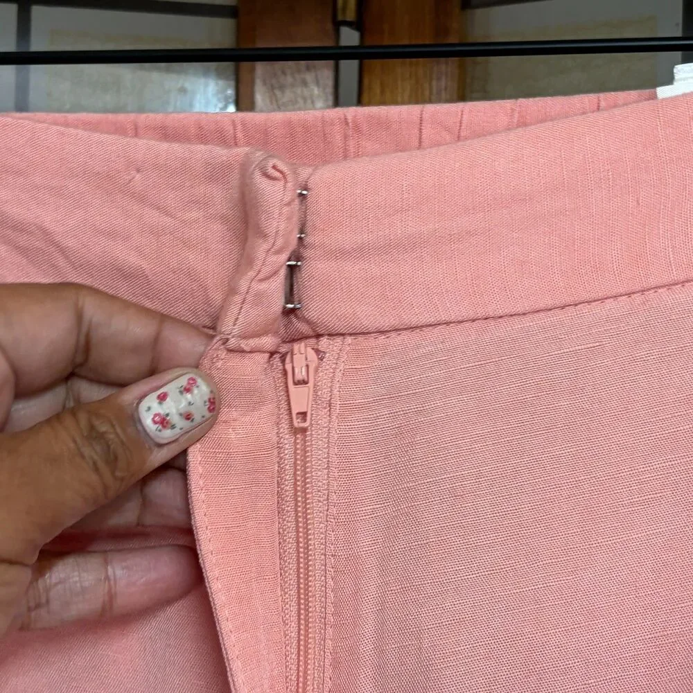 H&M Linen Blend Pink Wide Leg Coastal Preppy Vacation Ready Pants Size Plus 16